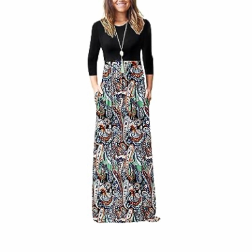 NWT…maxi dress size L. 3/4 sleeve, t-shirt type material. Very comfortable.